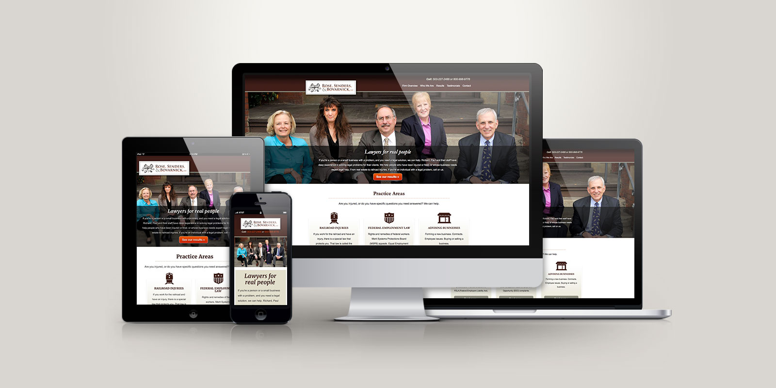 Rose, Sender, and Bovarnick responsive website