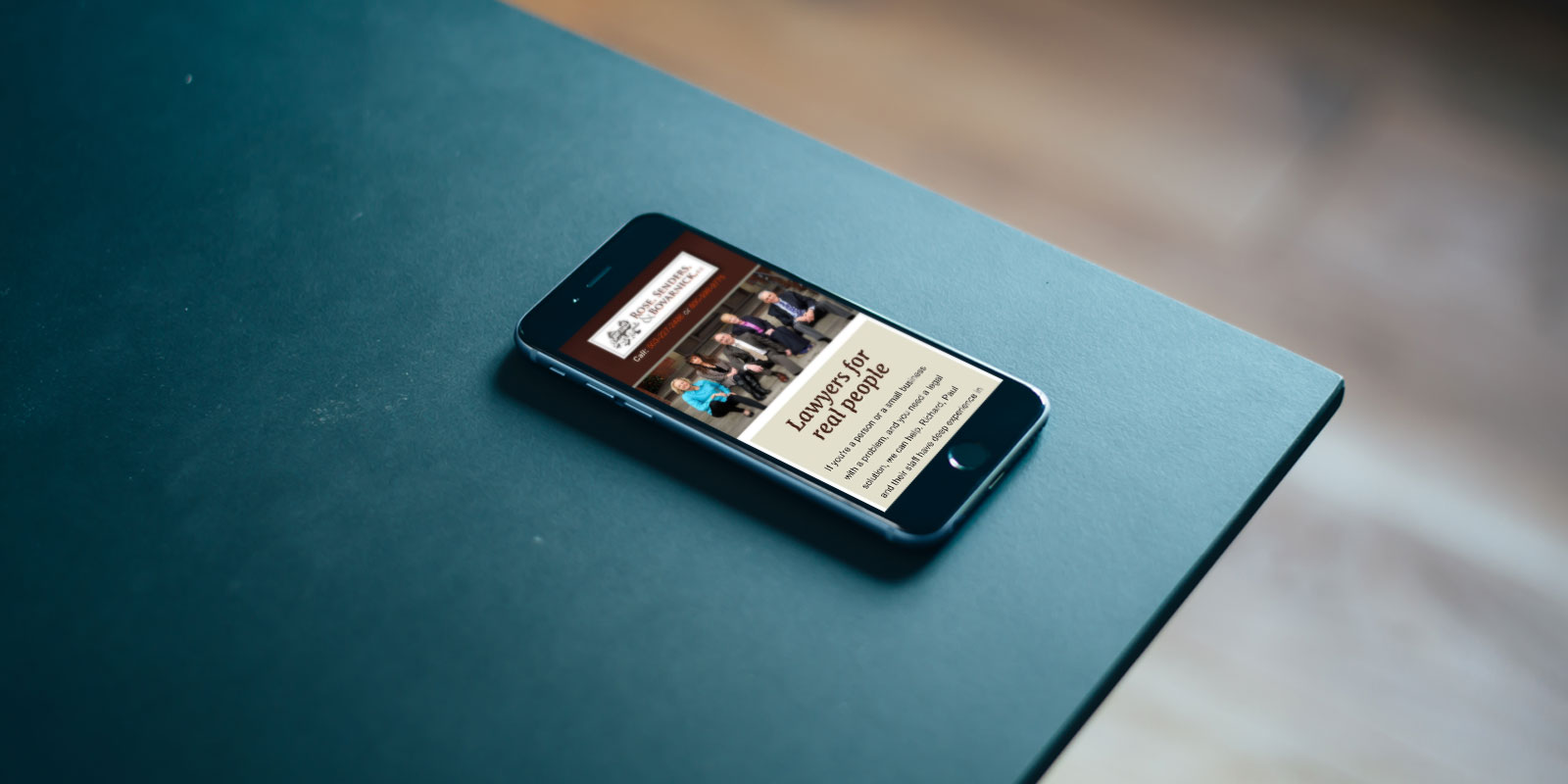 Rose, Sender, and Bovarnick website on a phone