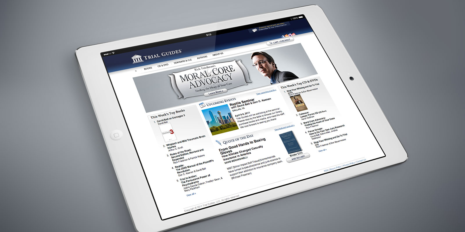 Trial Guides website on a tablet