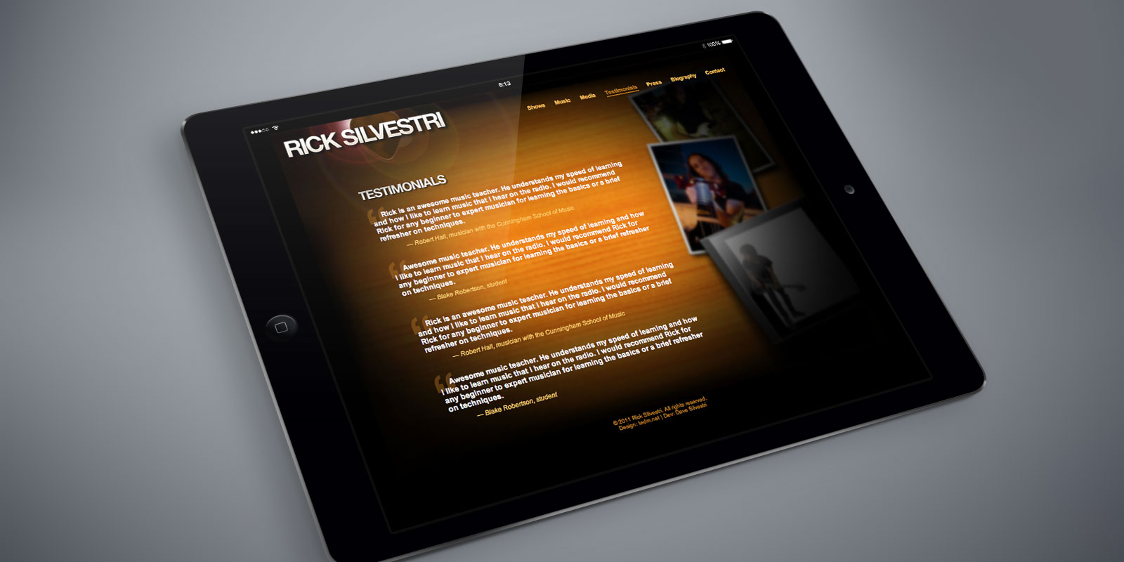 Rick Silvestri website on a tablet